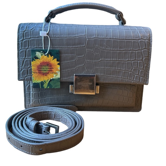 YVES SAINT LAURENT Two way handbag ,Gray croc leather 🌟AUTHENTIC 🌟 - Picture 1 of 12
